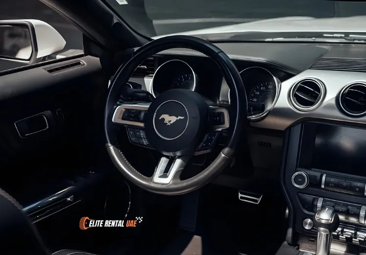 Ford Mustang Convertible Black interior available for rental in Dubai and all over the UAE