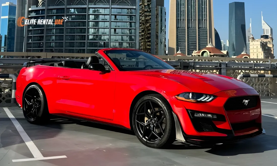 Ford Mustang Convertible Red in Dubai available for rental across the UAE