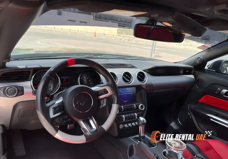 Ford Mustang Convertible Red interior available for rental in Dubai and across the UAE