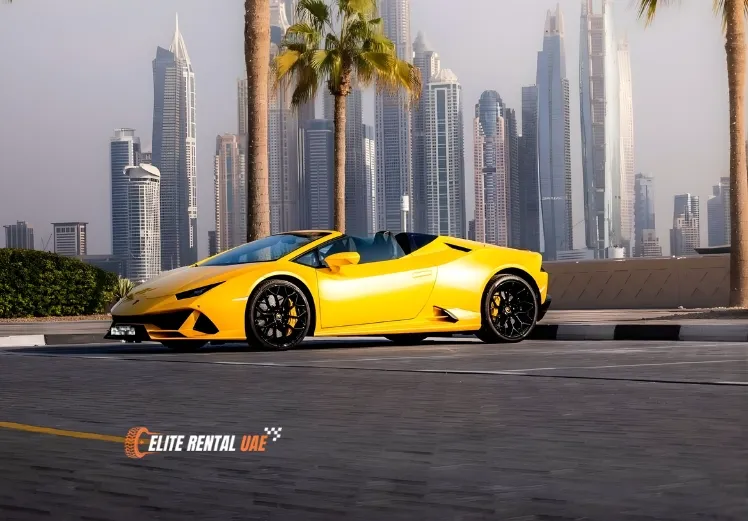 Lamborghini Huracan EVO Spyder exterior design available for hire in Dubai and all over the UAE