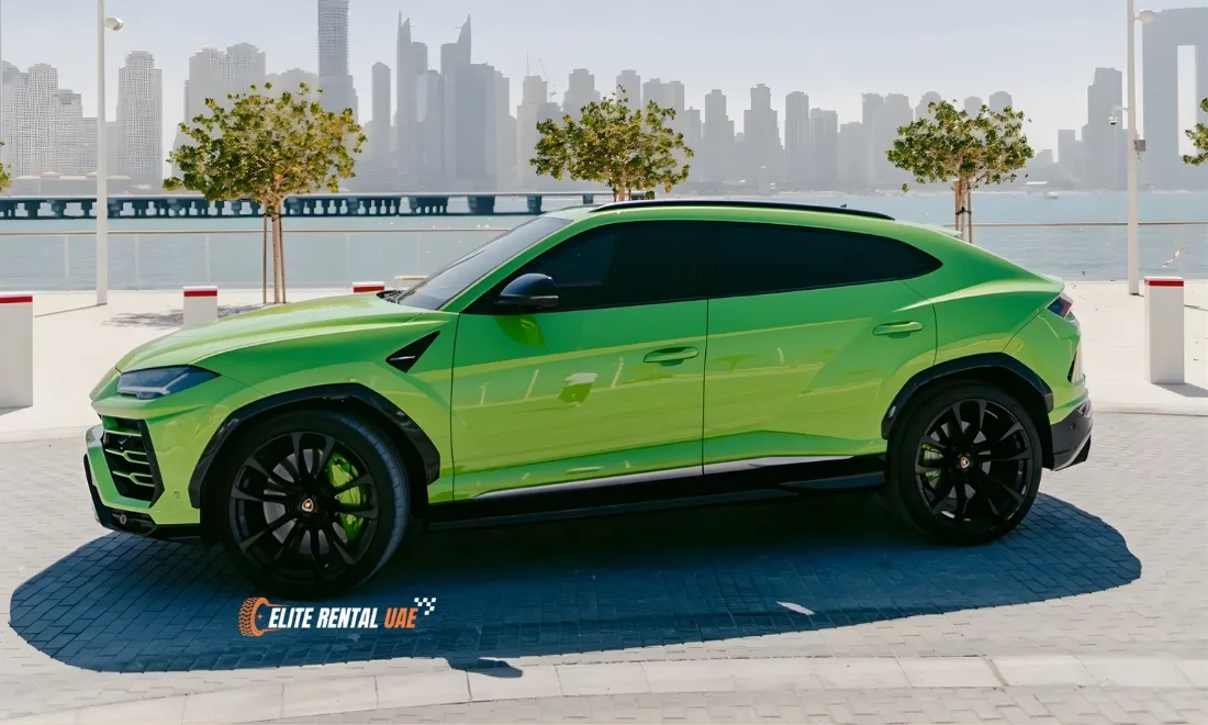 Lamborghini Urus Green luxury SUV available for rental in Dubai and all over the UAE