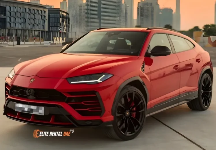 Lamborghini Urus Red performance SUV available for rent in Dubai and all over the UAE