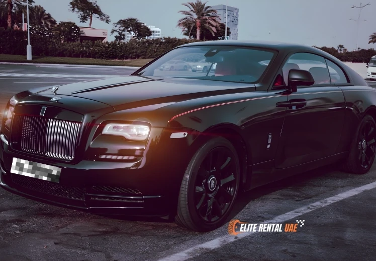 Black Rolls Royce Wraith luxury coupe available for premium car rental