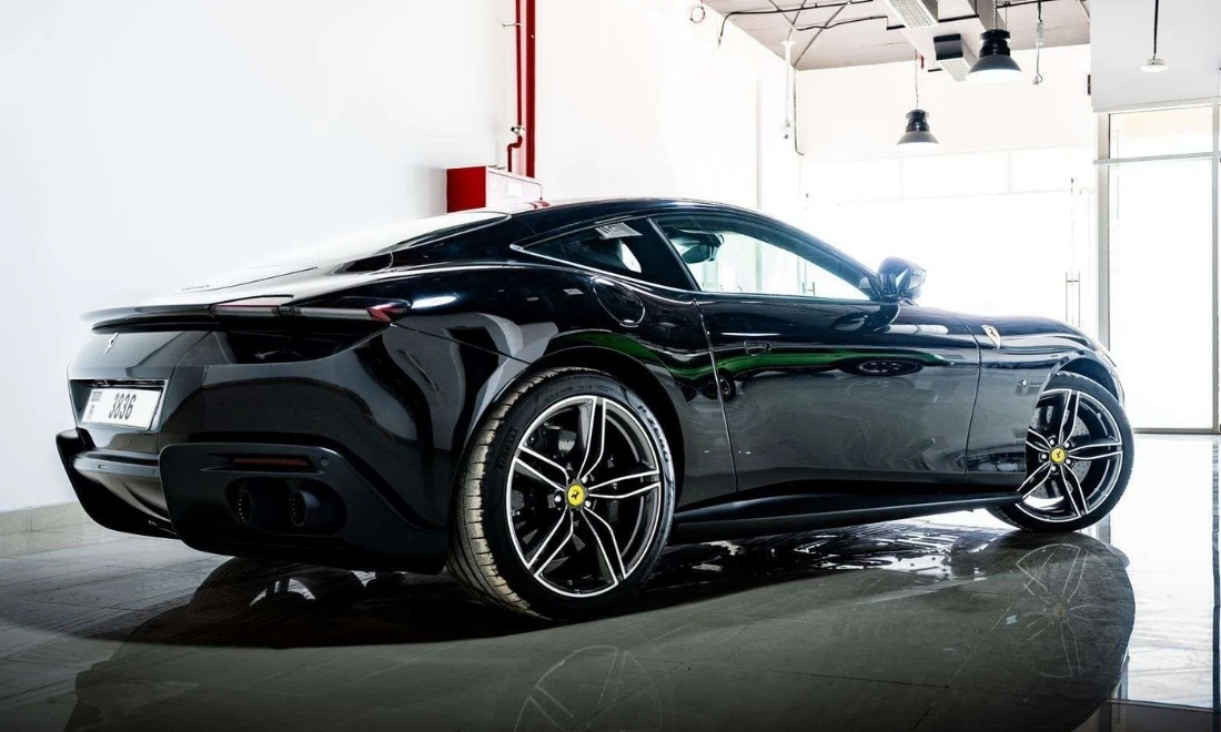 Ferrari Roma rear side profile premium Ferrari coupe available for rent in Dubai UAE