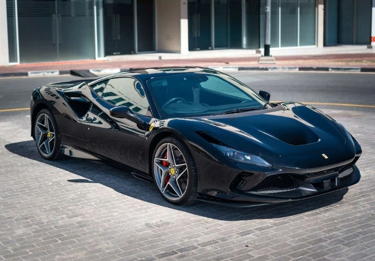 Ferrari F8 left front side angle luxury supercar rental in Dubai UAE